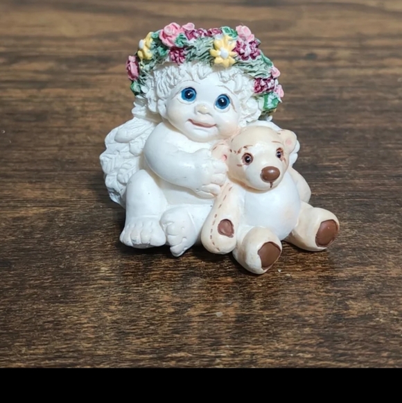 1996 Vintage Dreamsicles Playmates Angel Cherub Holding Teddy Bear Figurine - Picture 8 of 12